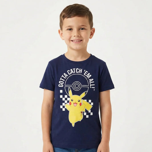 Pokémon Pikachu and Friends Kinder kurzarm T-Shirt - WS-Trend.de Kurzarm Shirt Baumwolle 110 bis 152 Weiß Schwarz