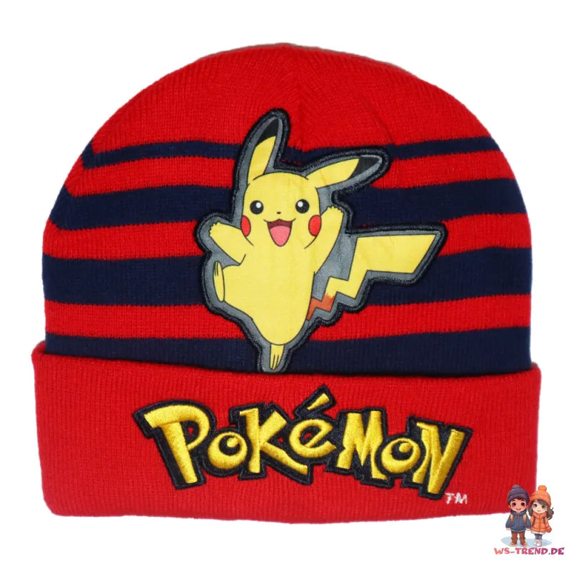 Pokemon Pikachu Jungen Herbst Wintermütze plus Handschuhe Gr. 54/56 - WS-Trend.de