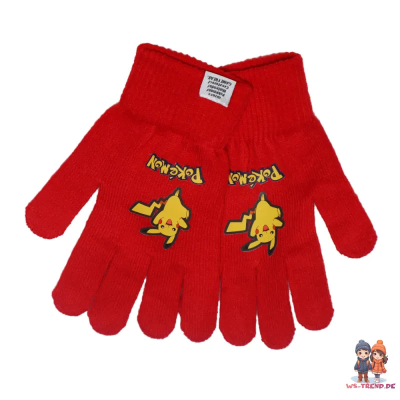 Pokemon Pikachu Jungen Herbst Wintermütze plus Handschuhe Gr. 54/56 - WS-Trend.de