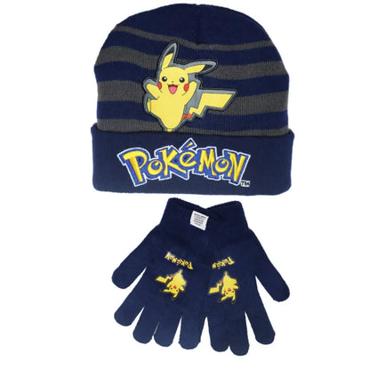 Pokemon Pikachu Jungen Herbst Wintermütze plus Handschuhe Gr. 54/56 - WS-Trend.de