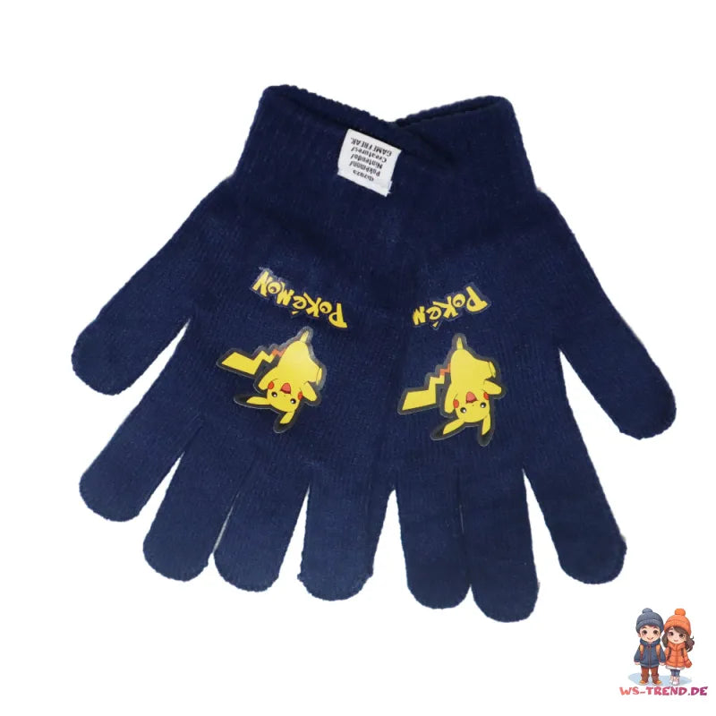 Pokemon Pikachu Jungen Herbst Wintermütze plus Handschuhe Gr. 54/56 - WS-Trend.de