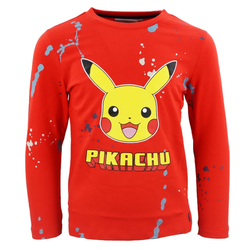 Pokemon Pikachu Kinder Jungen langarm Shirt - WS-Trend.de T-Shirt Baumwolle 116 bis 152 Rot