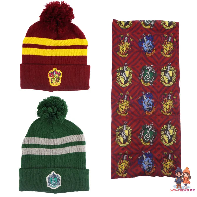 Harry Potter Gryffindor Slytherin Mädchen Winter Set Mütze plus Snood Schaal - WS-Trend.de