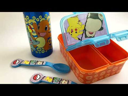 Pokemon Pikachu Kinder 4 tlg. Set 3 Kammern Brotdose Gabel Löffel XL Alu-Flasche