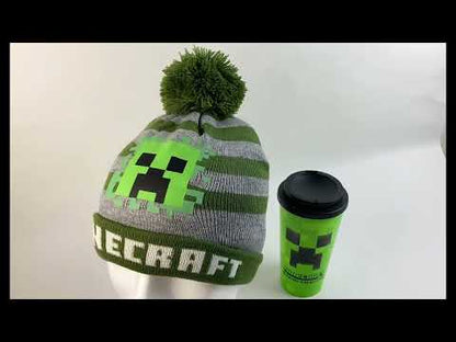 Minecraft Gamer Creeper Kinder Wintermütze Mütze Bommelmütze