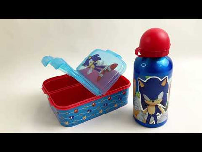 Sonic the Hedgehog 2 teiliges Lunch Set Brotdose mit 3 Kammern Alu-Trinkflasche