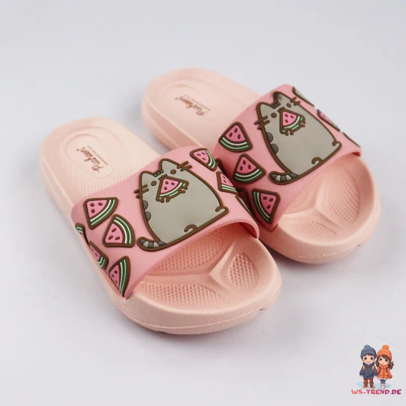 Pusheen The Cat 3D Optik Kinder Sandalen - WS-Trend.de Badeschuhe Latschen 25-34 Beige