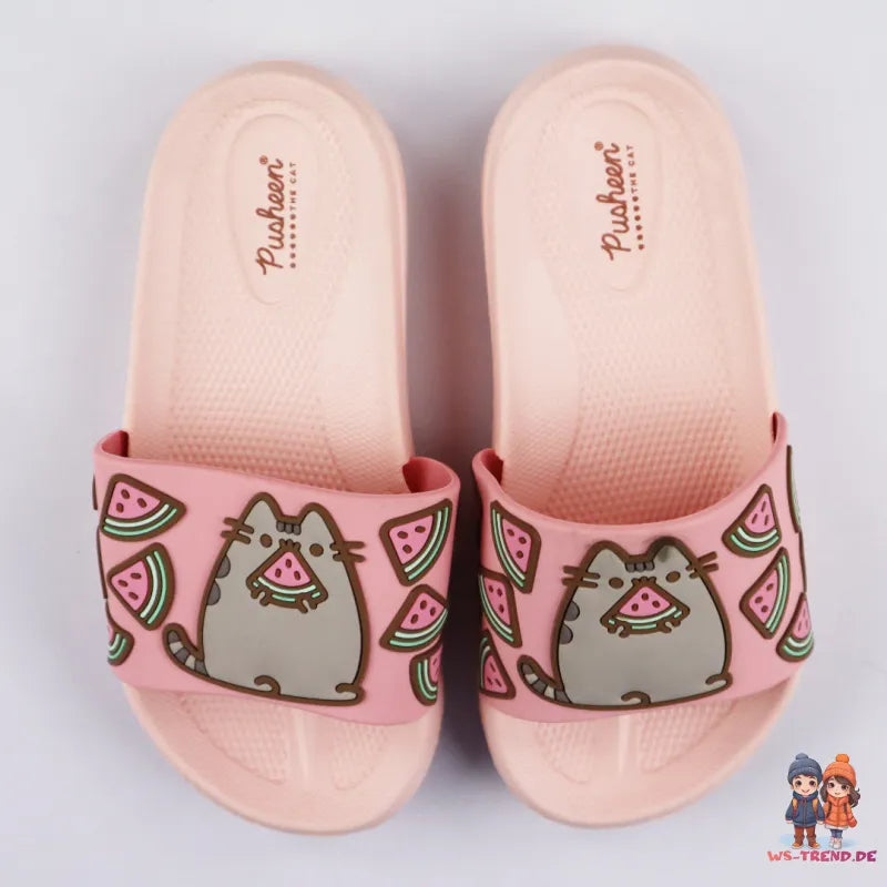 Pusheen The Cat 3D Optik Kinder Sandalen - WS-Trend.de Badeschuhe Latschen 25-34 Beige