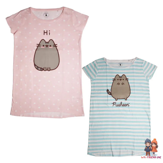 Pusheen The Cat die Katze Damen kurzarm Schlafshirt Nachthemd XS-XL Baumwolle - WS-Trend.de