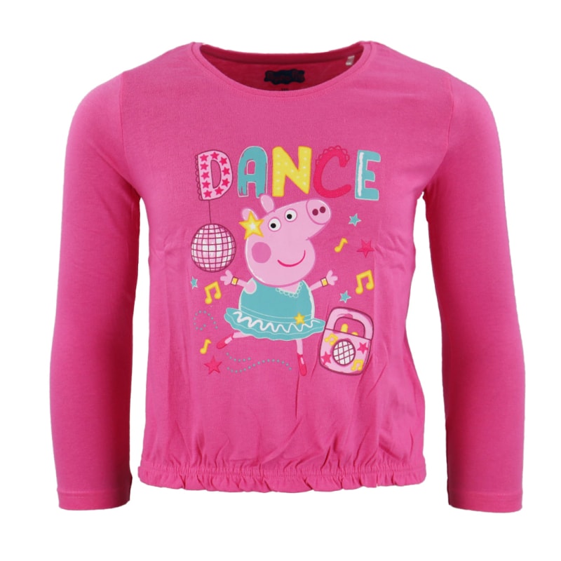 PEPPA Wutz Pig Kinder T-Shirt langarm Bluse Mädchen - WS-Trend.de 92-116 Rosa Gelb Baumwolle