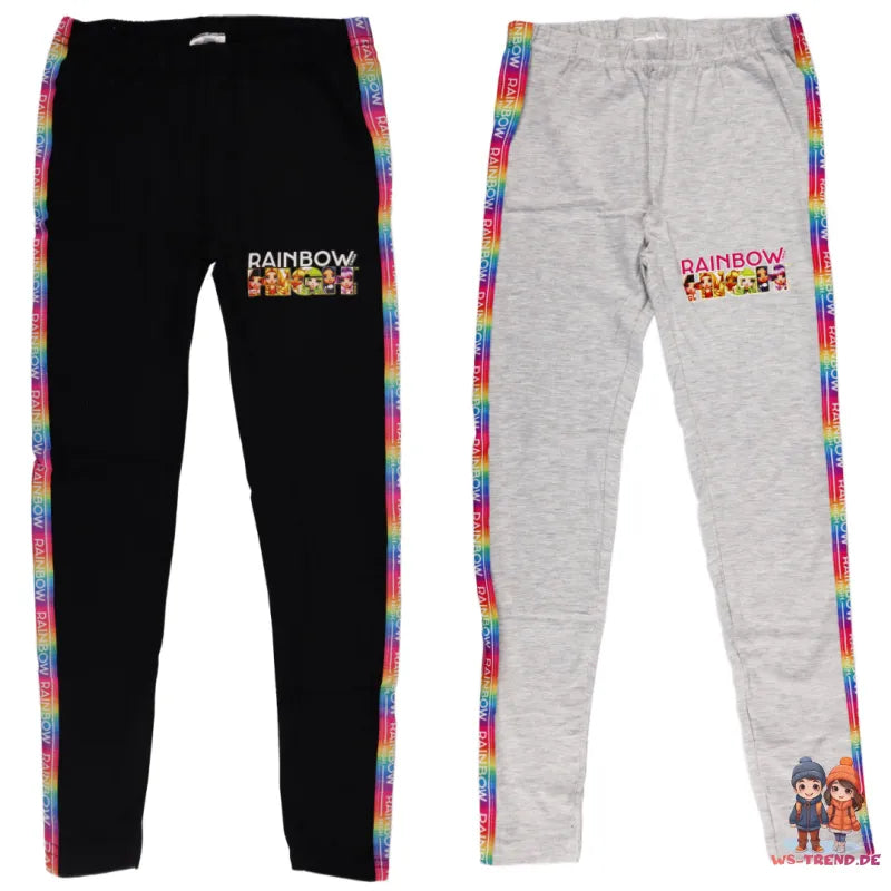 Rainbow High Mädchen Leggings - WS-Trend.de Kinder Jogginghose 104-134 Grau Schwarz