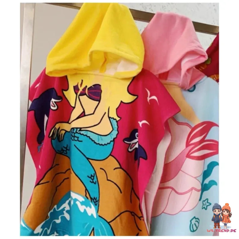 Meerjungfrau Kinder Mädchen Mikrofaser Poncho Badeponcho - WS-Trend.de Badetuch 60x120 cm