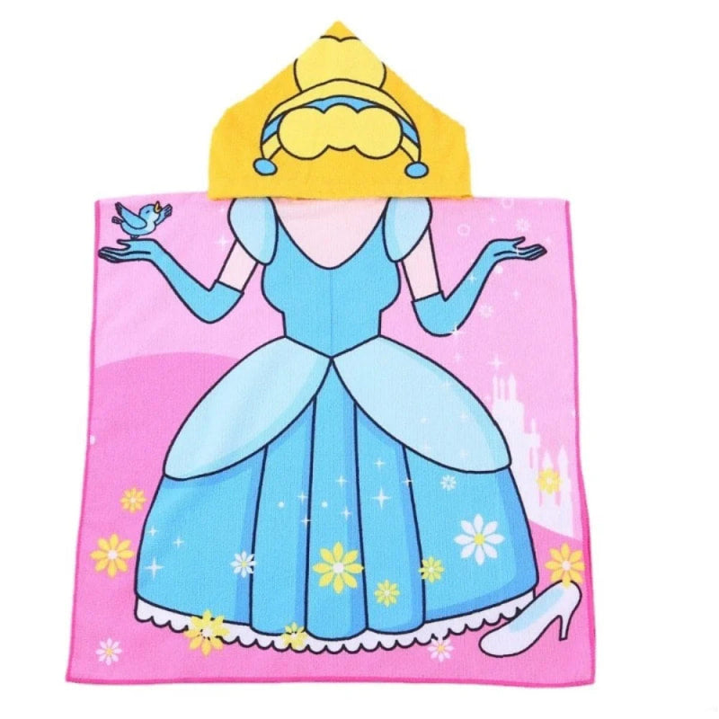 Prinzessin Kinder Mädchen Mikrofaser Poncho Badeponcho Badetuch - WS-Trend.de 60x120 cm