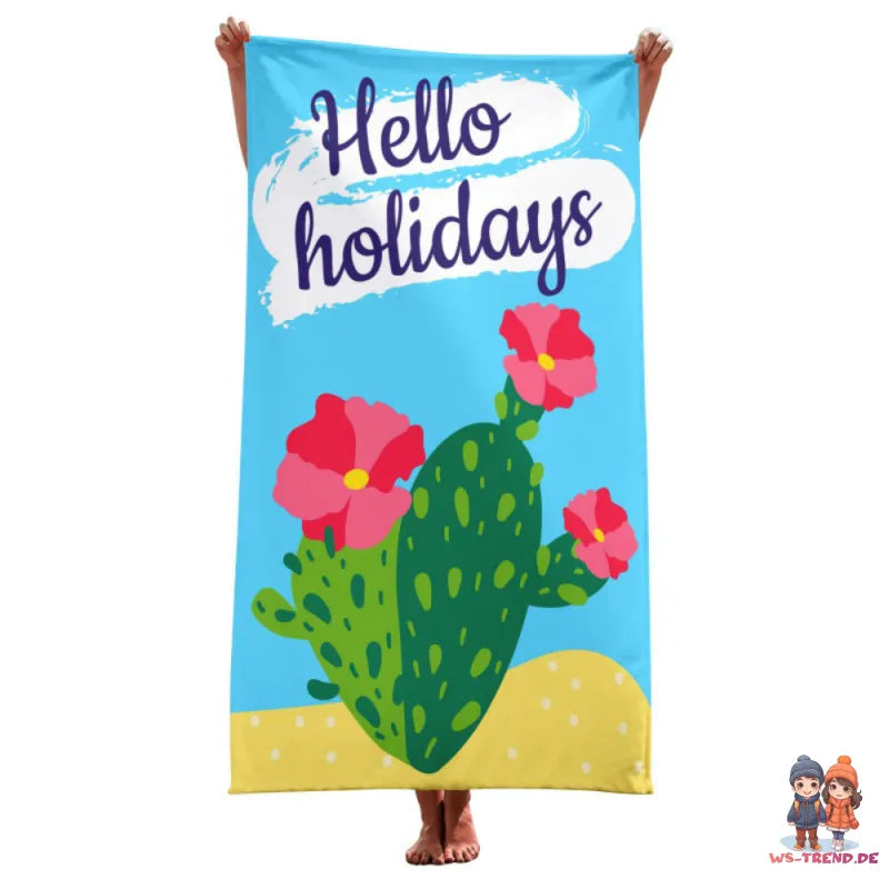 HELLO HOLIDAYS Kaktus Mikrofaser Badetuch Strandtuch XXL 70x150 cm - WS-Trend.de