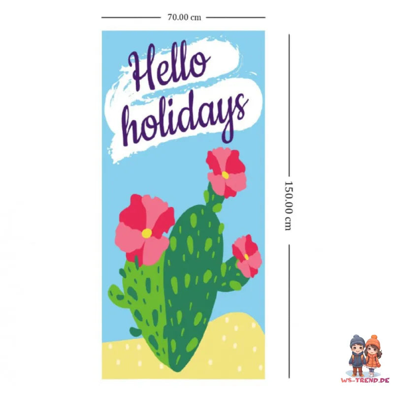 HELLO HOLIDAYS Kaktus Mikrofaser Badetuch Strandtuch XXL 70x150 cm - WS-Trend.de