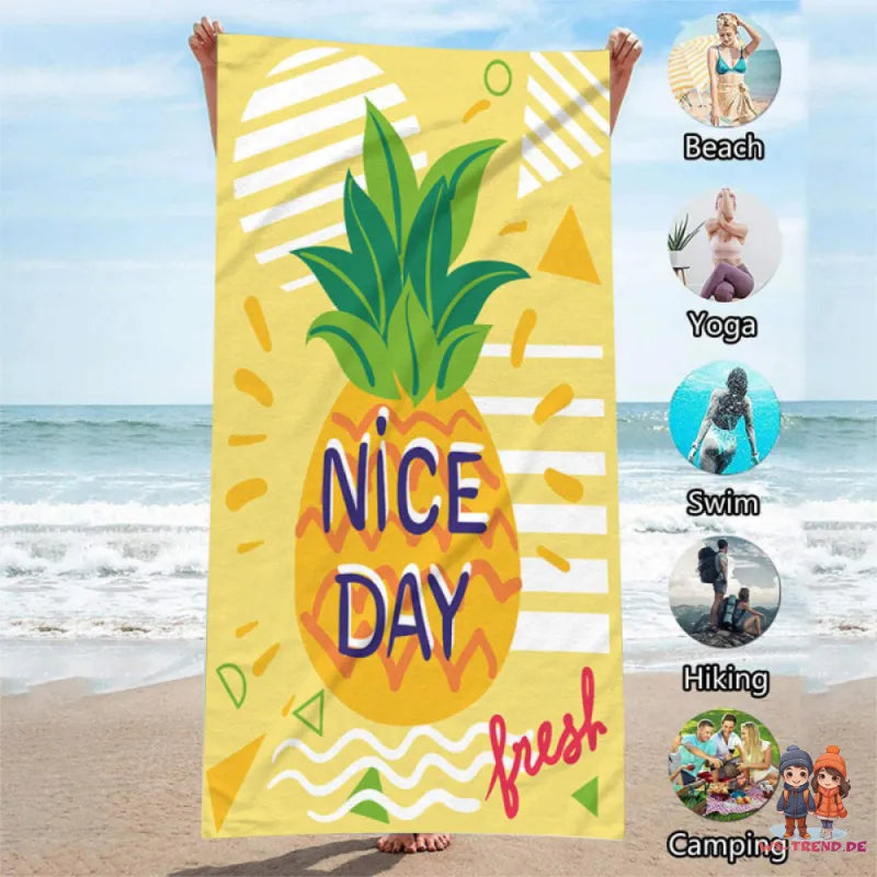 Nice Day fresh Ananas Mikrofaser Badetuch Strandtuch XXL 70x150 cm - WS-Trend.de