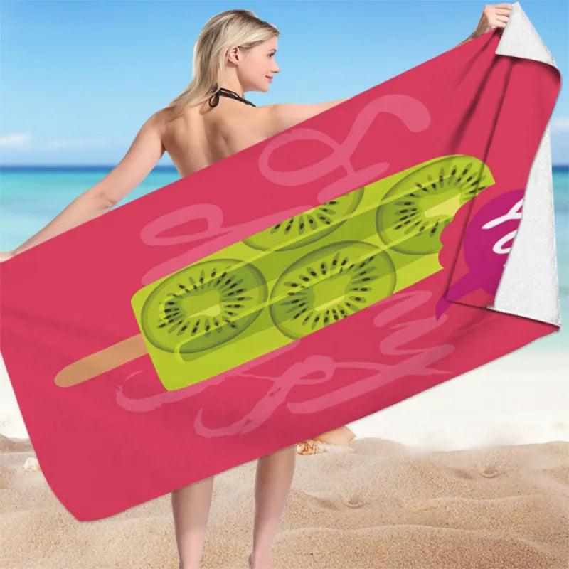 Sommer Kiwi Eis Mikrofaser Badetuch Strandtuch XXL 70x150 cm - WS-Trend.de