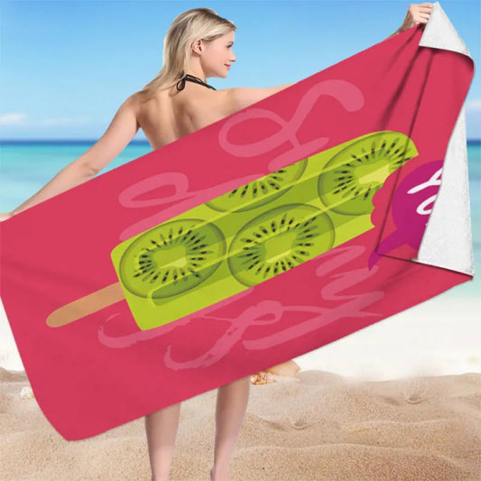 Sommer Kiwi Eis Mikrofaser Badetuch Strandtuch XXL 70x150 cm - WS-Trend.de