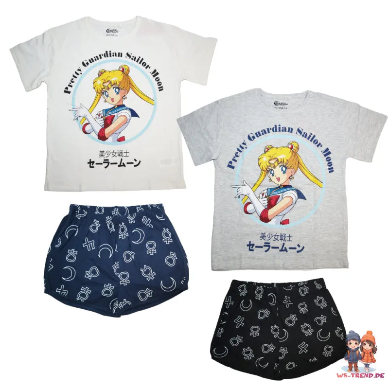 Sailor Moon Anime Damen kurzarm Pyjama Schlafanzug Schlafshirt Shorts - WS-Trend.de Gr. XS-XL