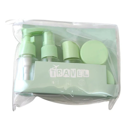 Kulturbeutel Reiseflaschen 7-tlg Set Schampooflasche Dosen Sprühflasche - WS-Trend.de