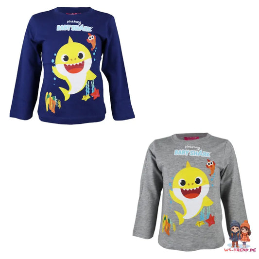 Baby Shark Hai Kinder Langarmshirt - WS-Trend.de Jungen langarm Shirt 92-116 Baumwolle