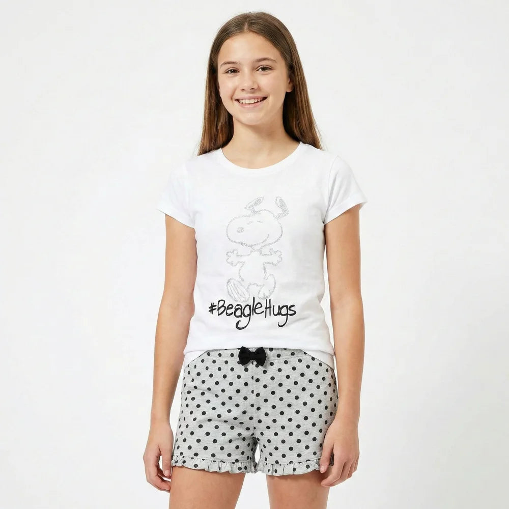 Snoopy Mädchen kurzarm Pyjama Schlafanzug Shirt Shorts - WS-Trend.de 134 - 164 Baumwolle