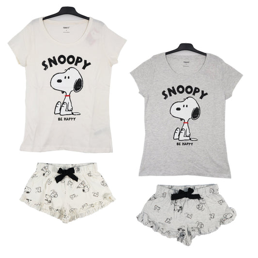 Snoopy Damen kurzarm Pyjama Schlafanzug Schlafshirt Shorts