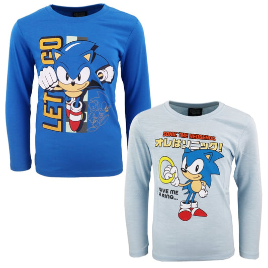 Sonic The Hedgehog Kinder Jungen langarm Shirt Langarmshirt - WS-Trend.de Junge Gr. 104 bis 152 Blau