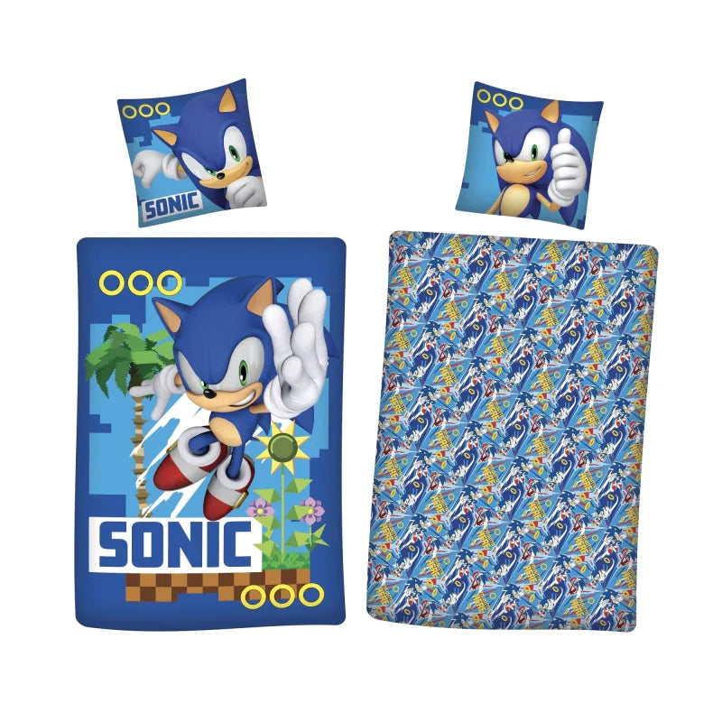 Sonic The Hedgehog Kinder Bettwäsche 2tlg. Set 135x200 80x80 cm WS Trend.de Baumwolle