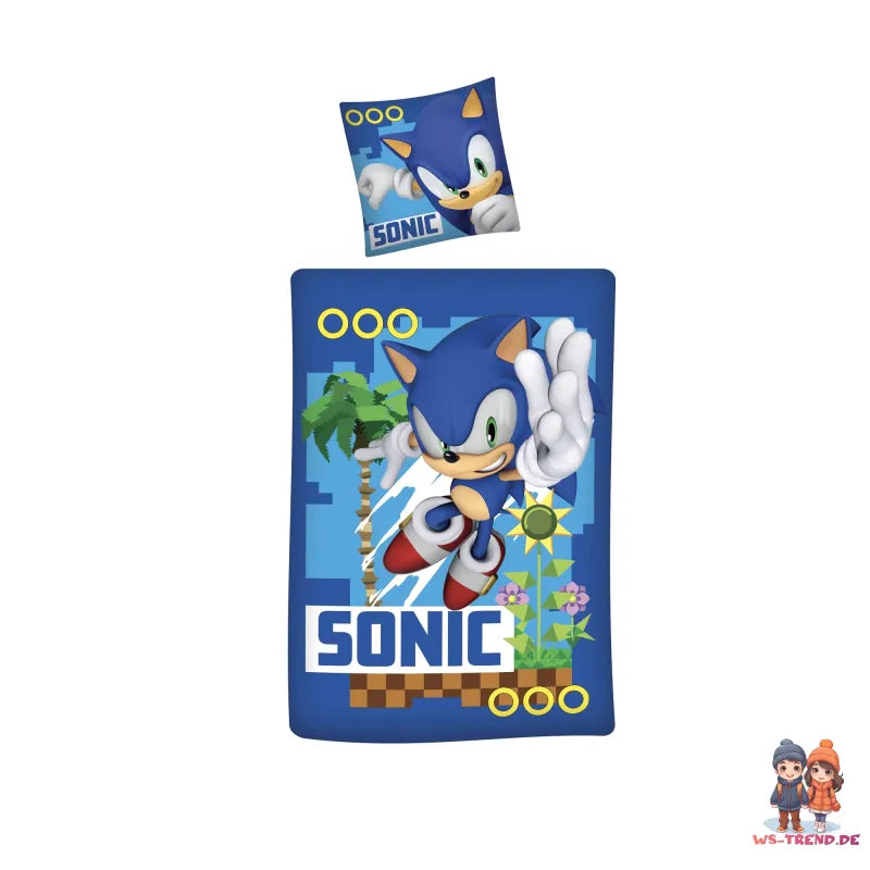 Sonic The Hedgehog Kinder Bettwäsche 2tlg. Set 135x200 80x80 cm WS Trend.de Baumwolle