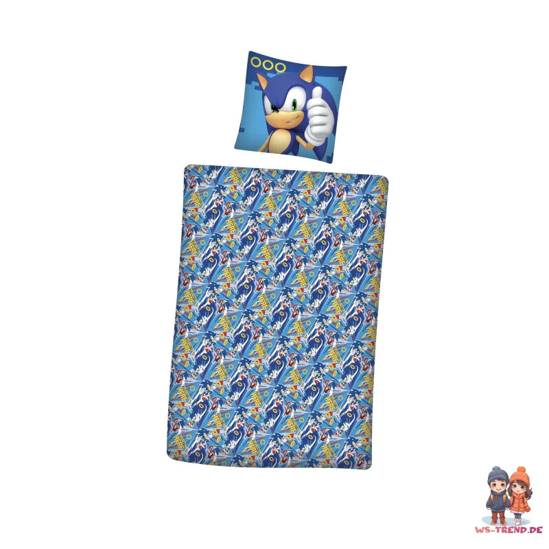Sonic The Hedgehog Kinder Bettwäsche 2tlg. Set 135x200 80x80 cm WS Trend.de Baumwolle