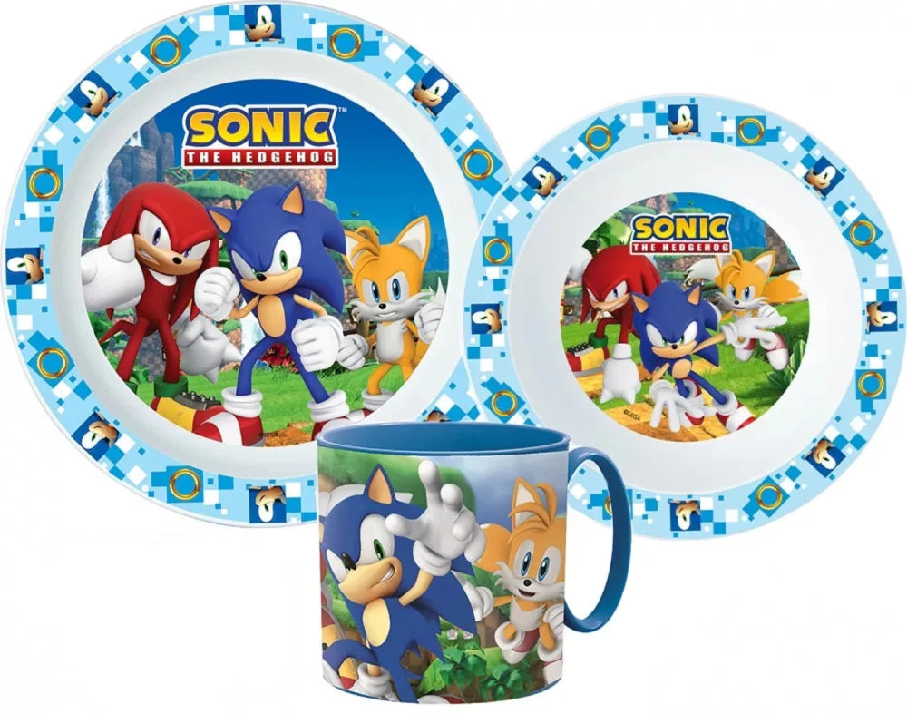 Sonic und Freunde Kinder Geschirr-Set 3 teilig Becher Teller Schüssel - WS-Trend.de