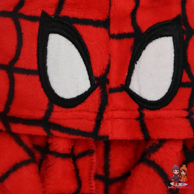 Marvel Spiderman Kinder Fleece Bademantel - WS-Trend.de Hausmantel mit Kapuze Gr. 98-128
