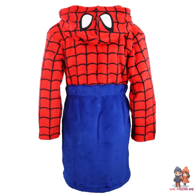 Marvel Spiderman Kinder Fleece Bademantel - WS-Trend.de Hausmantel mit Kapuze Gr. 98-128
