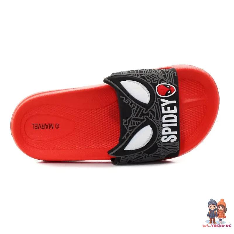 Marvel Spiderman 3D Optik Kinder Sandalen - WS-Trend.de - Badeschuhe Latschen Hausschuhe Rot 25-32