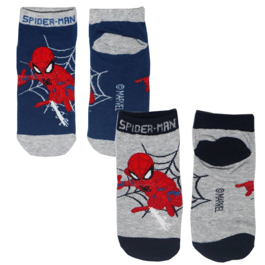 Marvel Spiderman kurze Kinder Socken 2er Pack - WS-Trend.de Sneaker - Blau Grau 23 bis 34 Jungen