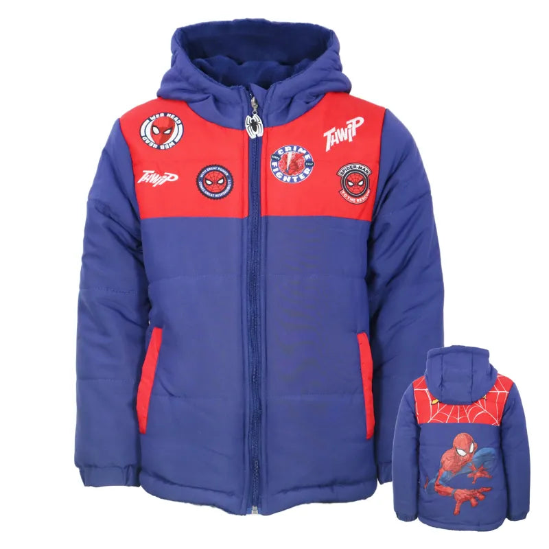 Marvel Spiderman Kinder Jungen Winterjacke Jacke mit Kapuze - WS-Trend.de 98-140 Blau