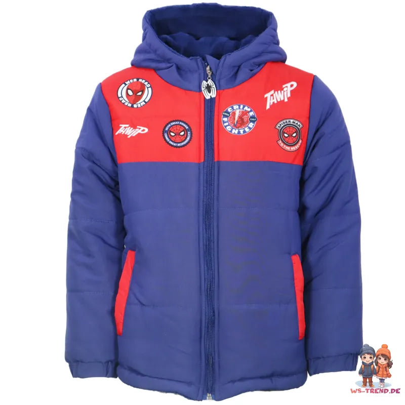 Marvel Spiderman Kinder Jungen Winterjacke Jacke mit Kapuze - WS-Trend.de 98-140 Blau