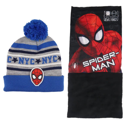 Spiderman Kinder Herbst Wintermütze plus Loop - WS-Trend.de Marvel - Winter Set Mütze Loopschal Schal Rot Blau