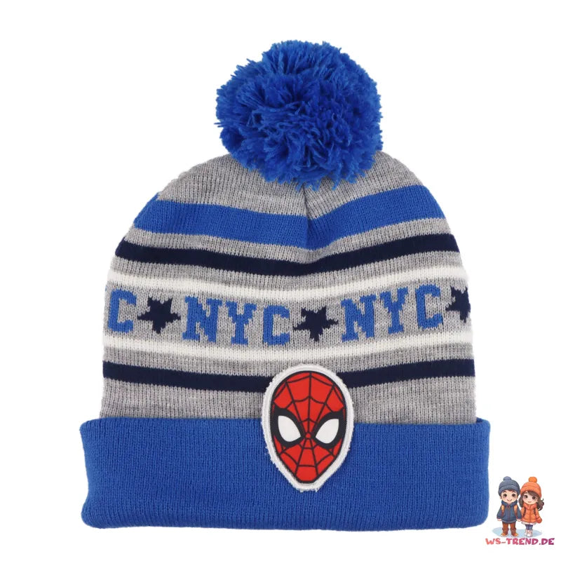 Spiderman Kinder Herbst Wintermütze plus Loop - WS-Trend.de Marvel - Winter Set Mütze Loopschal Schal Rot Blau
