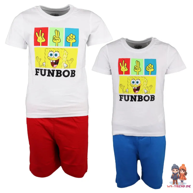 Spongebob Schwammkopf Kinder kurzarm Pyjama Schlafanzug - WS-Trend.de kurz 104 - 134 baumwolle