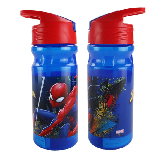 Marvel Spiderman Trinkflasche Flasche mit Trinkhalm Griff 500 ml - WS-Trend.de Wasserflasche