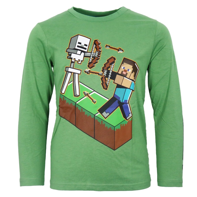 Minecraft Steve Skelett Kinder Jungen Langarmshirt Shirt - WS-Trend.de 116-152 100% Baumwolle