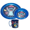 Disney Stitch Kinder Geschirr-Set 3 teilig Becher Teller Schüssel Frühstücksset