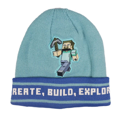 minecraft mütze und handschuhe Minecraft Gamer Steve Kinder 2tlg Set Wintermütze Mütze plus Handschuhe 54 56 – WS-Trend