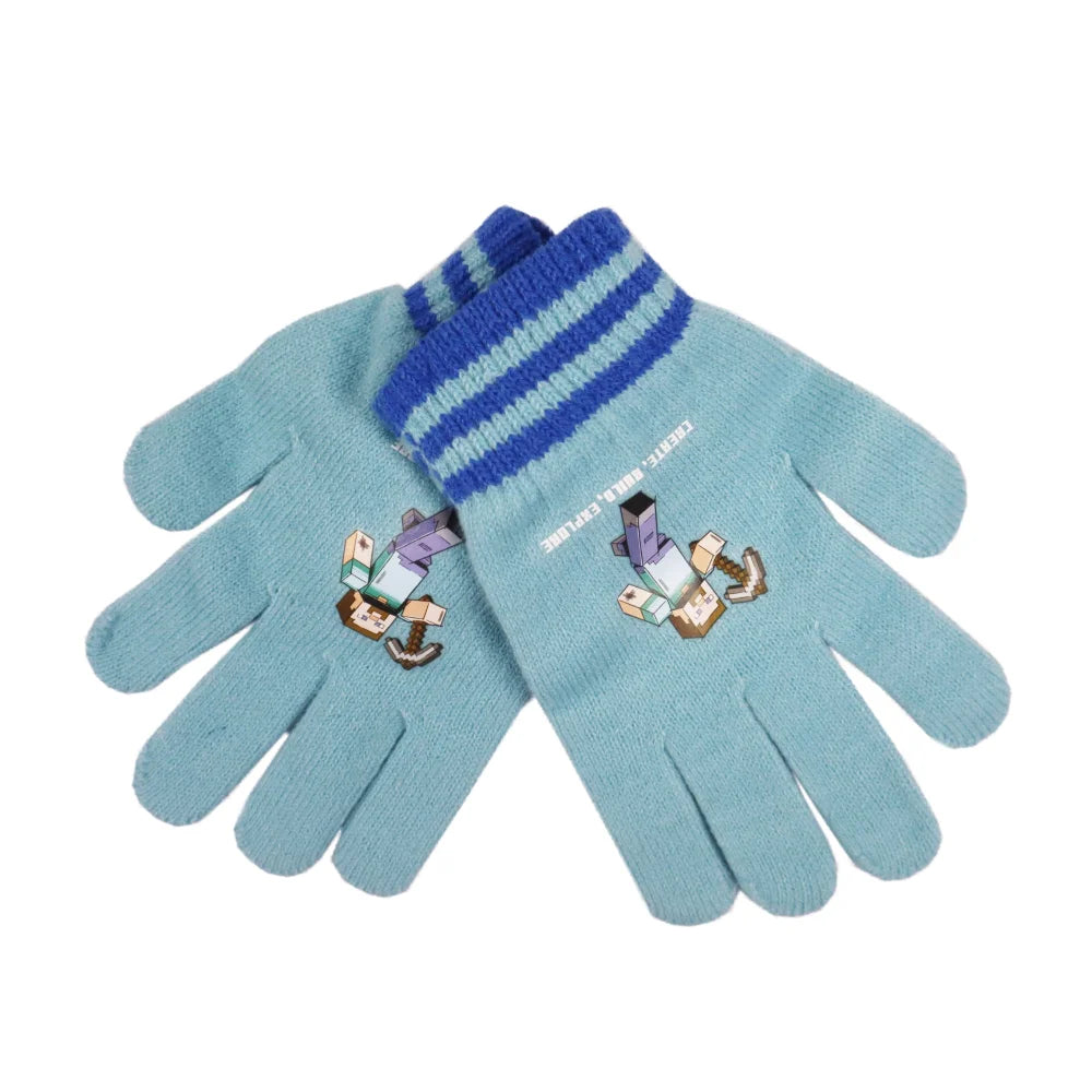 Minecraft Gamer Steve Kinder 2tlg Set Wintermütze Mütze plus Handschuhe