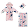 Disney Stitch Kinder Mädchen 3 tlg Set Bademantel Handtuch Handschuh Gr. 98 -128