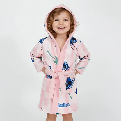 Disney Stitch Kinder Mädchen 3 tlg Set Bademantel Handtuch Handschuh Gr. 98 -128 - WS-Trend.de