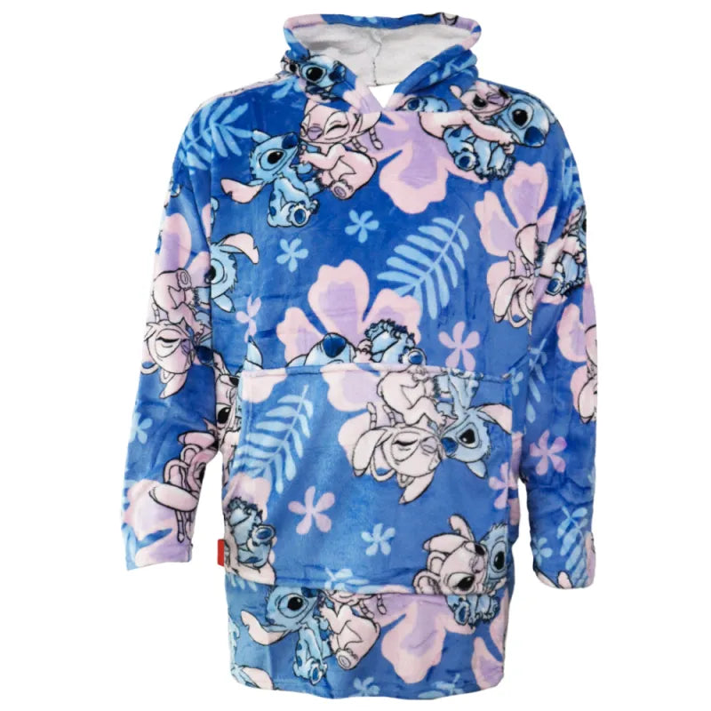 Disney Stitch Kuschelponcho Damen Kuscheldecke mit Ärmeln Kapuze Tasche S-L - WS-Trend.de
