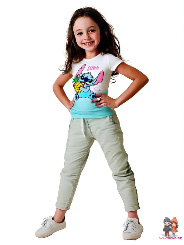 Disney Lilo und Stitch Mädchen Kinder kurzarm T-Shirt Shirt - WS-Trend.de Gr. 92-128 100% Baumwolle